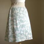 Sea Blue And Cream Floral Print Cotton Aline Skirt